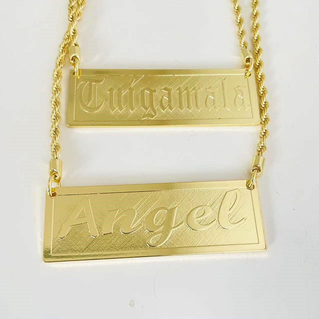 name plate chain gold custom