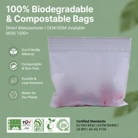 Sacs d'emballage alimentaire personnalisés pour fruits et riz, sacs refermables biodégradables, sacs en plastique mat givré anti-fuite avec fermeture éclair et logo