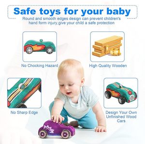 Wood DIY <b>Car</b> Toys, Unfinished Wooden <b>Cars</b>, Crafts for Students Home Activities, Easy Woodworking and Family Time Set - Product Image 4