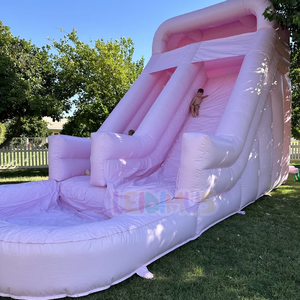 Toboggans gonflables en PVC commerciaux, <span class=keywords><strong>toboggan</strong></span> aquatique <span class=keywords><strong>gonflable</strong></span>, <span class=keywords><strong>toboggan</strong></span> <span class=keywords><strong>gonflable</strong></span> rose d'extérieur avec petite piscine à éclaboussures - Product Image 2