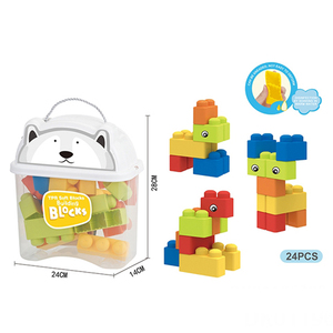 Child Funny <strong>Play</strong> <strong>Game</strong> Toys Interactive <strong>Puzzle</strong> Education DIY Medium Grain <strong>Soft</strong> Plastic Boy Building Blocks Toys 24Pcs <strong>Set</strong> for Kid - Product Image 1