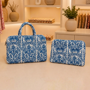 Le Souvenirs - Bolso de Mano para Portátil con Diseño Floral Azul, Estilo Casual y de Lujo, con Asa y Cierre, Ecológico, Duradero y Protector - Product Image 1
