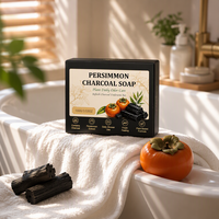 Savon blanchissant au charbon de bambou et au kaki 100g – Barre de savon à mousse fine pour un nettoyage doux et un rinçage facile – Savon multi-peaux rafraîchissant