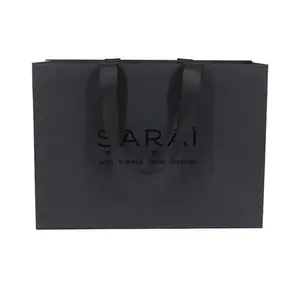 Wholesale Custom Printed Logo Luxury Black Shoes Clothing Shopping Gift Jewelry Wine Paper Packaging Bag