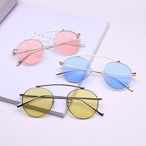 Gafas de Sol Redondas con Marco Azul Océano, Protección UV400 Dorada, Unisex, Estilo Ovalado, Tipo 3, Lentes AC J1-8804 - Product Image 5