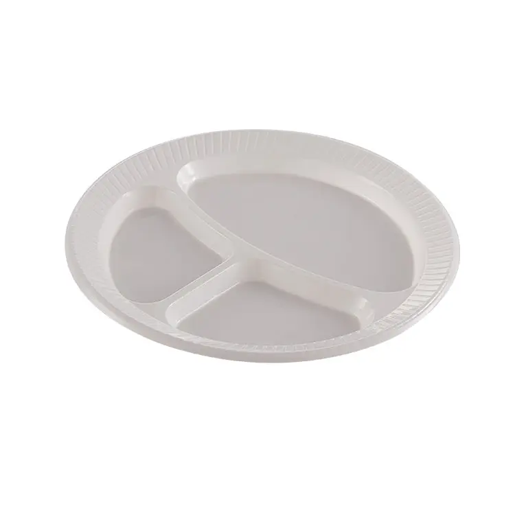 PS Partition Plate Three Grid Plastic Party Rpartyplate Dish Environmentaltransparent as Picturee Hot Selling Disposable 14g