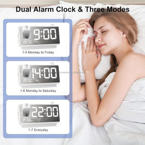 Chiếu kỹ thuật số Đồng hồ báo thức cho phòng ngủ với 180 ° chiếu kép báo động nhiệt độ và độ ẩm hiển thị Dual USB cổng - Product Image 3