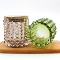Vase en verre transparent vert en forme d'ampoule, décoré de cactus en relief, pour la décoration de Noël et d'Halloween