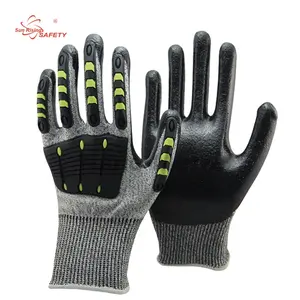 SRsafety Custom Smooth Nitrile Work Gloves Construction TPR Cut Proof Gloves Mechanic Oil Resistant Anti Impact Gloves