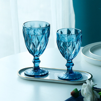 Verres à vin en verre coloré en gros, à motif diamant, réutilisables et lavables au lave-vaisselle, pour bars, restaurants, fêtes et traiteurs
