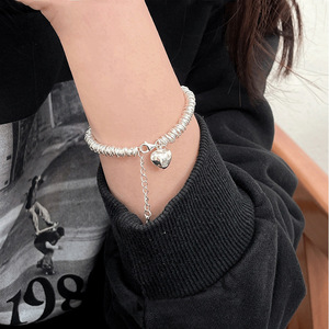 S925 Sterling <b>Silver</b> Heart Bracelet For Women Elegant Everyday Wear Fine <b>Charm</b> Jewelry - Product Image 5