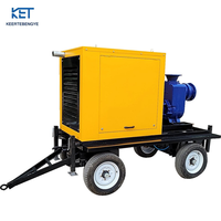 Pompe d'irrigation diesel haute pression robuste de 22 CV avec remorque, portable, adaptée à l'agriculture.