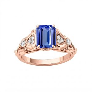 แหวนแต่งงานเพชรทรงเหลี่ยมมรกต 2 กะรัต SGARIT รับรองโดย IGI ทอง 14K ประดับเพชรด้านข้างสำหรับผู้หญิง ไซส์ 4-15 - Product Image 1