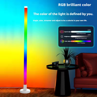 Lampu lantai LED RGB Modern, dengan Remote USB & kontrol aplikasi, pengatur waktu pencahayaan sudut sinkronisasi musik, berdiri suasana hati cerdas, kamar tidur untuk Hotel