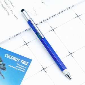 Stylo bille multifonctionnel hexagonal en métal, vente en gros du fabricant, portable avec tournevis, règle et niveau - Product Image 1