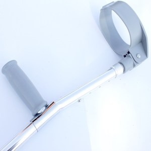 Adjustable Aluminum Alloy Forearm Cane F Shaped With Foam <b>Grip</b> For Elderly Support Silver Color 43 3in Height Range - Product Image 2