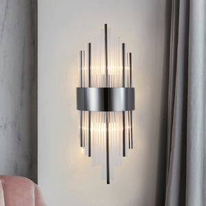 Lámpara <span class=keywords><strong>de</strong></span> <span class=keywords><strong>Pared</strong></span> <span class=keywords><strong>de</strong></span> Lujo para Sala <span class=keywords><strong>de</strong></span> Estar, Iluminación Decorativa <span class=keywords><strong>de</strong></span> Cristal, Aplique <span class=keywords><strong>de</strong></span> <span class=keywords><strong>Pared</strong></span> Dorado <span class=keywords><strong>de</strong></span> Acero Inoxidable para Pasillo Interior - Product Image 5