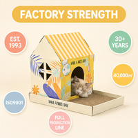 Maison pour chat en carton ondulé robuste et écologique, griffoir tout-en-un, lit pour chat d'intérieur, pour animalerie