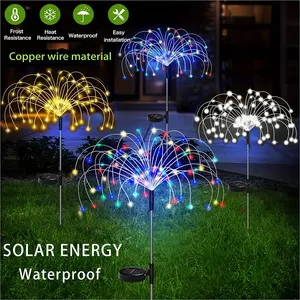 Outdoor Solar Fireworks Lamp 8model Flash String Fairy Solar Dandelion Garden Lights