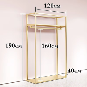 Rak <span class=keywords><strong>Display</strong></span> toko pakaian ritel kelas atas dengan baja tahan karat Multi lapisan rak berdiri lantai untuk pakaian pria - Product Image 5