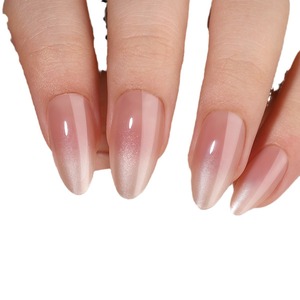 30 Uñas Postizas Largas Almendradas, Color <span class=keywords><strong>Rosa</strong></span> Nude con Degradado Ojo de Gato, Uñas Artificiales de Cobertura Completa para Mujeres, Uso Diario - Product Image 5