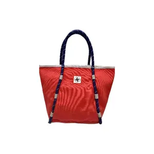 ODM सर्वोत्तम गुणवत्ता वाला सुरुचिपूर्ण हैंडबैग पॉलिएस्टर कॉटन बिजनेस ट्रिप पर टोट बैग महिलाओं लड़कियों के लिए ऑरेंज बैग