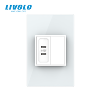 Prise de chargeur USB LIVOLO 120 Type US 20W avec double port rapide Type-C 22.5*45, fonction modulaire pour marchés américains, bureaux et hôtels