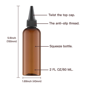 Empty 60ml 100ml 150ml Clear <b>Plastic</b> Hair Oil Squeeze Applicator Packaging Bottle With Twist-open Dispensing <b>Cap</b> - Product Image 2