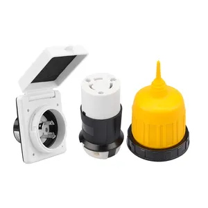 RV Power Inlet 125V 30 AMP Power Plug Female Twist Locking Connector with Weatherproof Cover Boot Kit