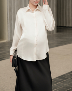 Chemise décontractée respirante en popeline tissée 85% coton superfin 15% modal, teinte unie, boutonnée, col minimaliste, manches longues classiques - Product Image 2