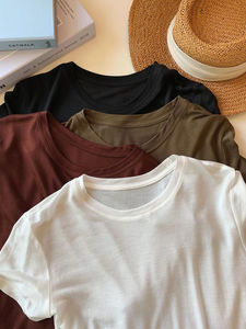 T-shirt girocollo 100% Tencel Lyocell da <span class=keywords><strong>donna</strong></span>-<span class=keywords><strong>magliette</strong></span> comode <span class=keywords><strong>eleganti</strong></span> e traspiranti estive - Product Image 2