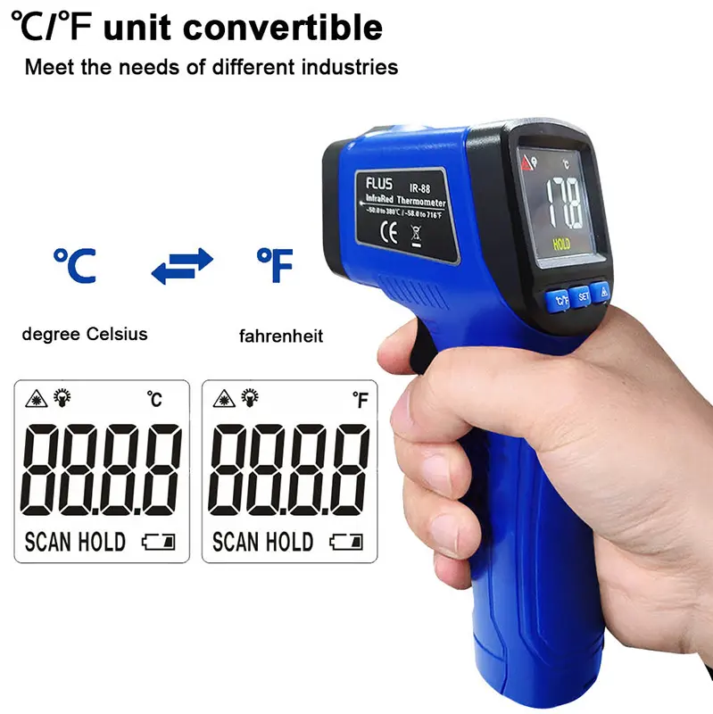 Termômetro digital do laser ir, pistola de temperatura portátil sem contato para a indústria