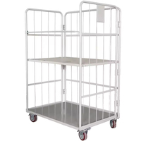 Logistique d'entrepôt Cage de rangement pliable en treillis métallique pliable et emboîtable sur 4 côtés Cage de rangement Chariot Roll Container