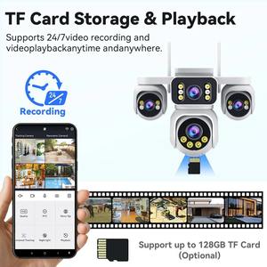 كاميرا ريجيس الأمنية الشمسية بتقنية 4G وبطارية 16000 مللي أمبير و16 واط مع رؤية ليلية وأربع عدسات وشاشة رباعية وحساس حركة - Product Image 2