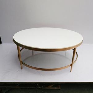 Originalité En Métal Cadre Table de Table En Marbre Ronde En Laiton Or Table Basse - Product Image 1