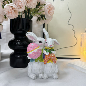 Couple Bunny <b>Easter</b> Decoration Resin Craft Indoor <b>Ornament</b> <b>Easter</b> Gift - Product Image 3