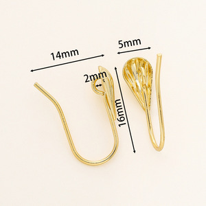 Teardrop Shaped Open Ear <b>Hooks</b> Copper Plated 18K Gold DIY <b>Earring</b> Making Jewelry Findings Components - Product Image 2