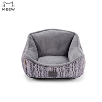 Lit de repos pour animaux de compagnie motif écorce vintage, doublure en flanelle douillette, bord de soutien, nid pour chat et chien, mobilier d'intérieur chaud pour animaux, vente en gros