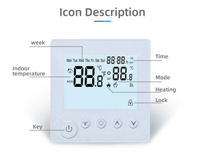 <span class=keywords><strong>Thermostat</strong></span> numérique KC01 avec rétroéclairage blanc, fonction de verrouillage enfant, commande par clé pour chaudière à <span class=keywords><strong>gaz</strong></span>, eau et chauffage électrique au sol - Product Image 2