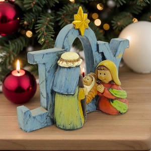 Ensemble de crèche de Noël-Figurines en résine de Noël avec scène de la Sainte Famille, décor de table artisanal pour salon et cadeaux - Product Image 2