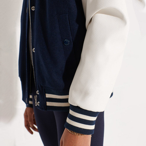 Chaqueta de Béisbol Personalizada con Logotipo, Estilo Varsity, Tejida, Transpirable, con Estampado Otoñal para Mujer, Nueva Colección ODM - Product Image 4