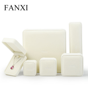FANXI Wholesale Jewelry Package Box Luxury Beije Velvet Jewelry Box <b>Gift</b> Portable <b>Earring</b> Jewelry Ring Packaging <b>Boxes</b> - Product Image 6