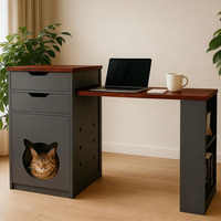 Bureau multifonctionnel pour animaux de compagnie et humains, bureau à domicile, table d'étude avec maison pour chat intégrée, tiroirs pour le travail et l'interaction avec les animaux de compagnie