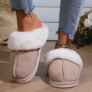 Chaussons d'hiver personnalisés en velours de coton pour femmes, doux, respirants, antidérapants pour usage domestique, en velours chaud cousu - Product Image 2