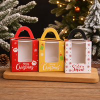 Boîte à bonbons de Noël avec fenêtre transparente et poignée en papier, emballage pour cadeaux de fête, chocolats, biscuits, petits cadeaux, fournitures pour fêtes