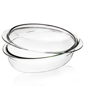Linuo casseruola in vetro all'ingrosso con coperchio stoviglie rotonde pentole in vetro resistenti al calore pentola per zuppa casseruole in vetro