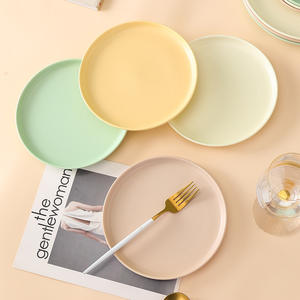 Assiettes à dîner en céramique de Style Simple, vente en gros, couleur émaillée, ronde, chargeur, ensemble de vaisselle, crème verte, <span class=keywords><strong>Taupe</strong></span> - Product Image 1