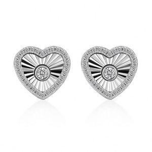 Dylam Unique Charm Gold Plated 925 Sterling <b>Silver</b> 5A Cubic Zirconia Laser Heart Shape <b>Stud</b> <b>Earrings</b> for Women Daily Life Wear - Product Image 1