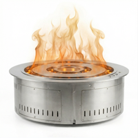 Cheminée électrique extérieure ronde imperméable en acier inoxydable avec télécommande, flamme 3D