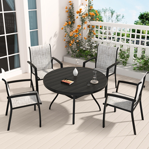 Patio Dining Set 5 Piece With 40.6 Inch Round Metal Table And 4 <b>Stackable</b> <b>Chairs</b> <b>Outdoor</b> Furniture For Deck Or Balcony - Product Image 1
